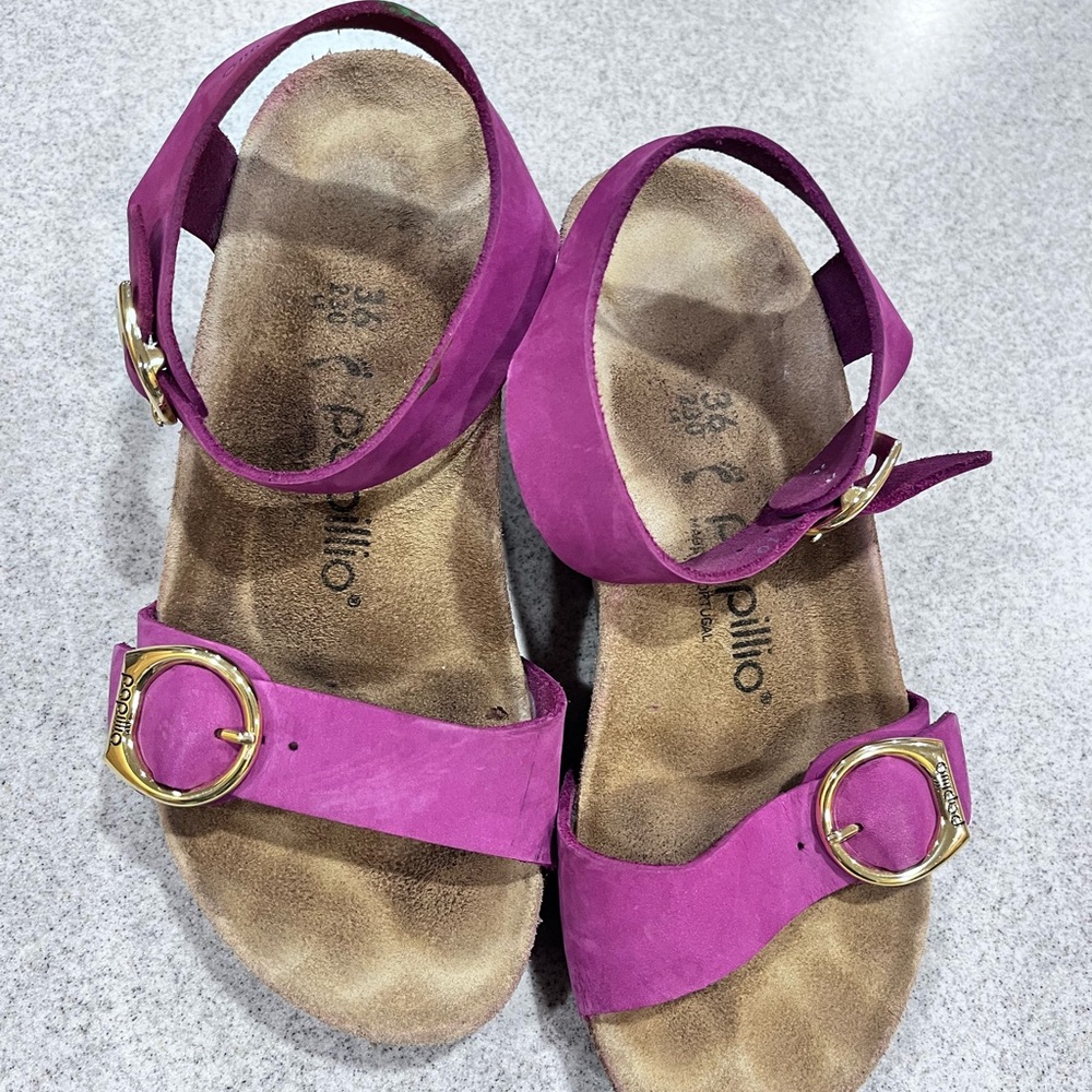 Birkenstock Soley Papillio Sandals Womens 6 or 230 Purple/Pink Wedge Ankle Strap - Picture 16 of 16
